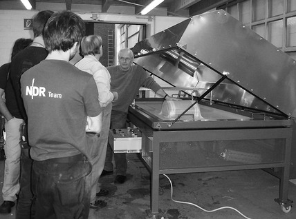 Desk for NDR Tagesschau made with a Columbus vacuum press